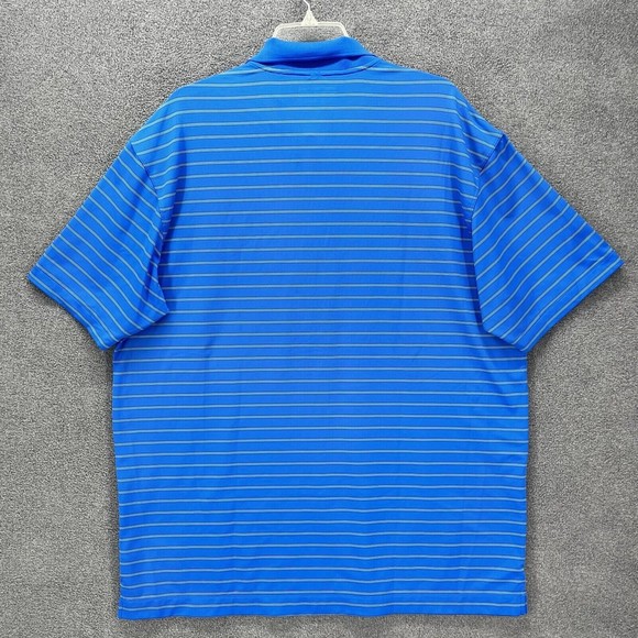 Nike Polo‎ Shirt Mens Size XL stripes Blue Golf Fit Dry short Sleeve henley - Picture 2 of 12